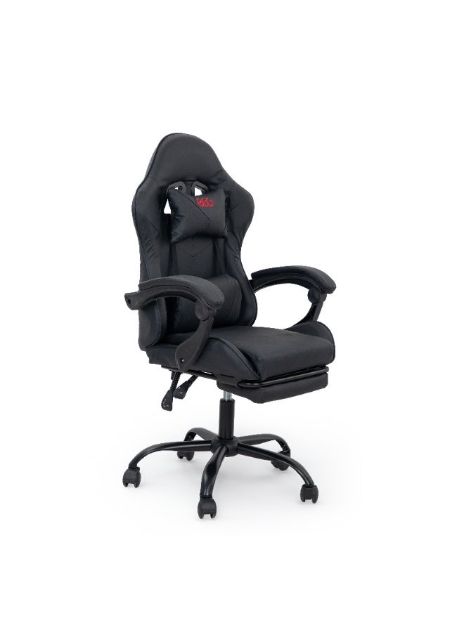 Multi Home Furniture Black Gaming Chair - Ergonomic Chair & Recliner Chair with Footrest, Racing Style Office Chair with Lumbar Support & Head Pillow, 360° Swivel Computer Chair